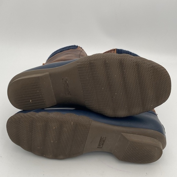 Sperry saltwater duck boots women 9M waterproof Dark Brown Navy rain snow casual - Picture 10 of 14